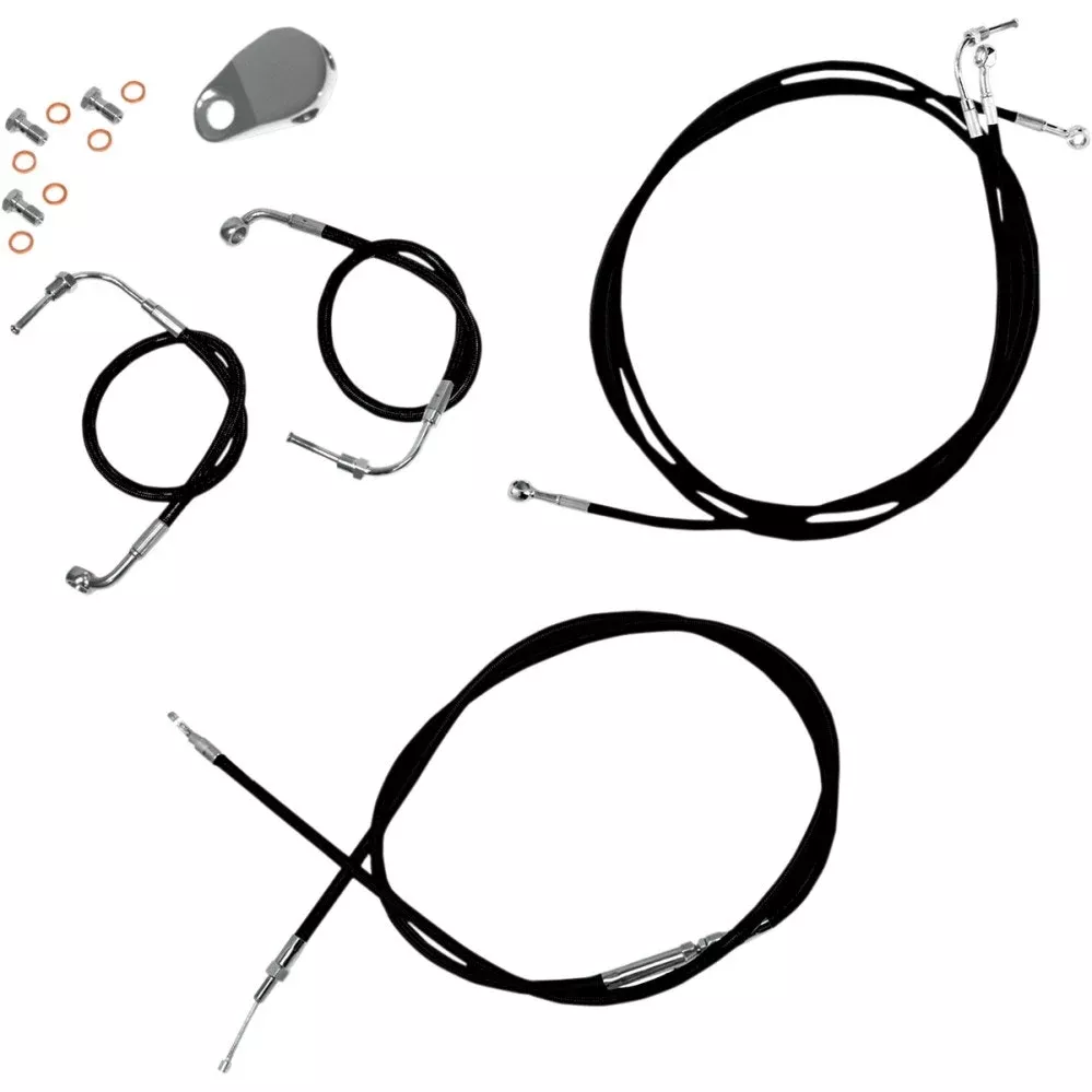 LA Choppers Black Vinyl Standard 15-17" Ape Clutch/Brake Cable Kit Harley ABS