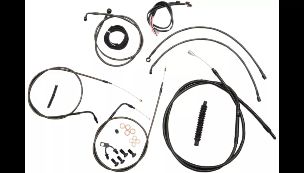 La Choppers Complete Midnight Cable Line 12"-14" Kit Harley 11-14 Softail ABS