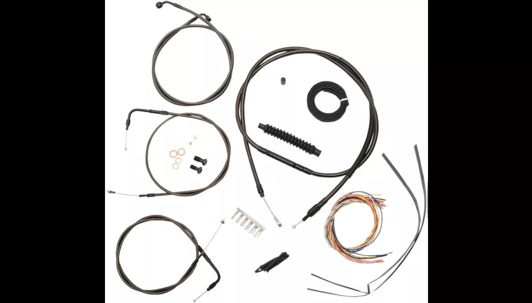 La Choppers Complete Midnight Cable Line 18"-20" Kit Harley 10-14 FLD FXDWG