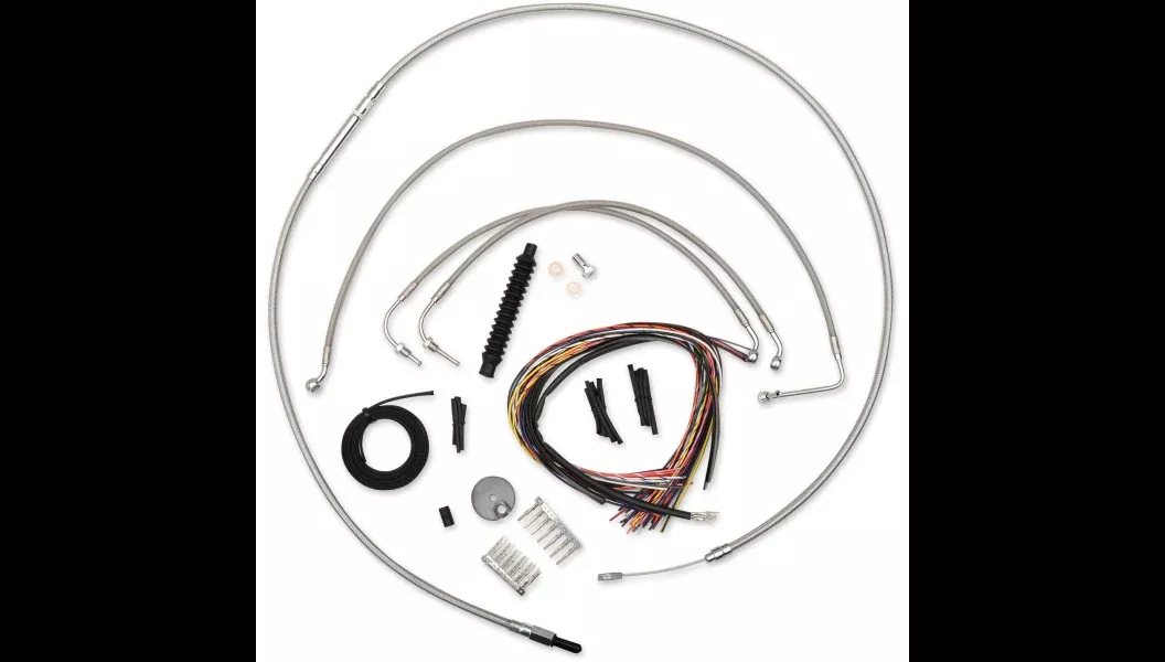 La Choppers Complete Stainless Cable Line 12"-14" Kit Harley 14-15 FLHR W/O ABS