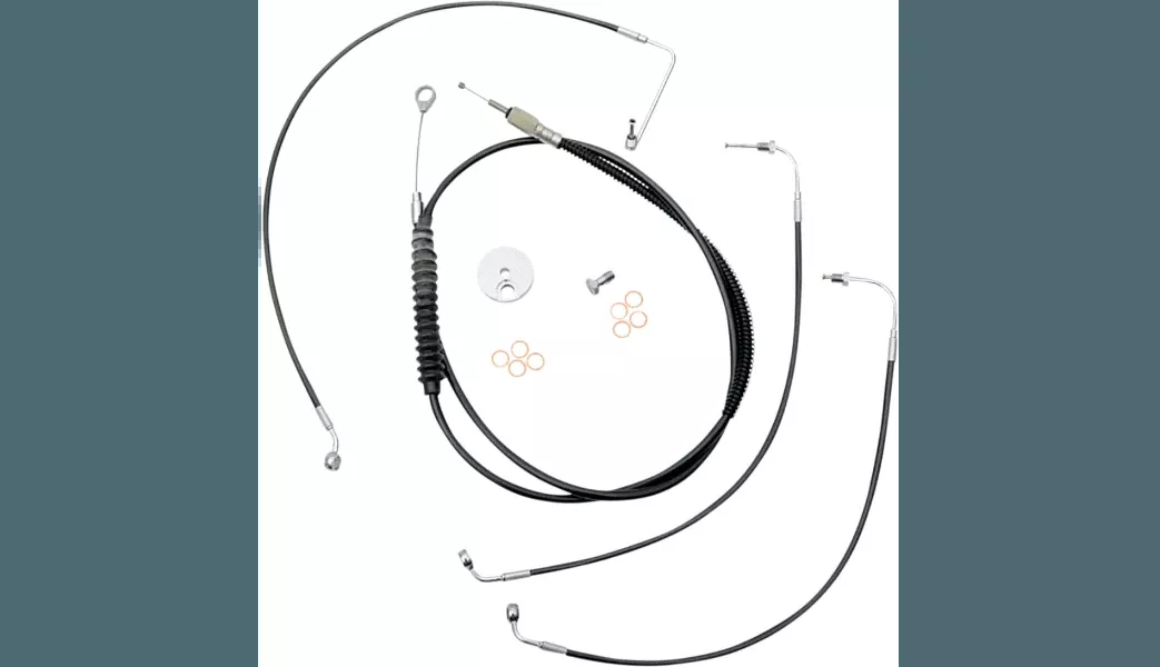LA Choppers DD Handlebar Cable/Brake Line Kit for '18-Up Harley Davidson Low Rider S and Fat Bob Models for 12-14 inch Ape Hangers - Stainless