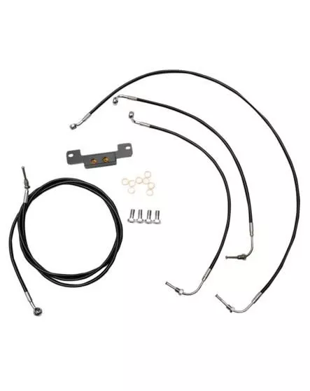 LA Choppers Standard Handlebar Cable Kit for '17-19 Harley-Davidson Touringwith 15"-17" Ape Hangers - Black Vinyl Stainless Braided NON ABS