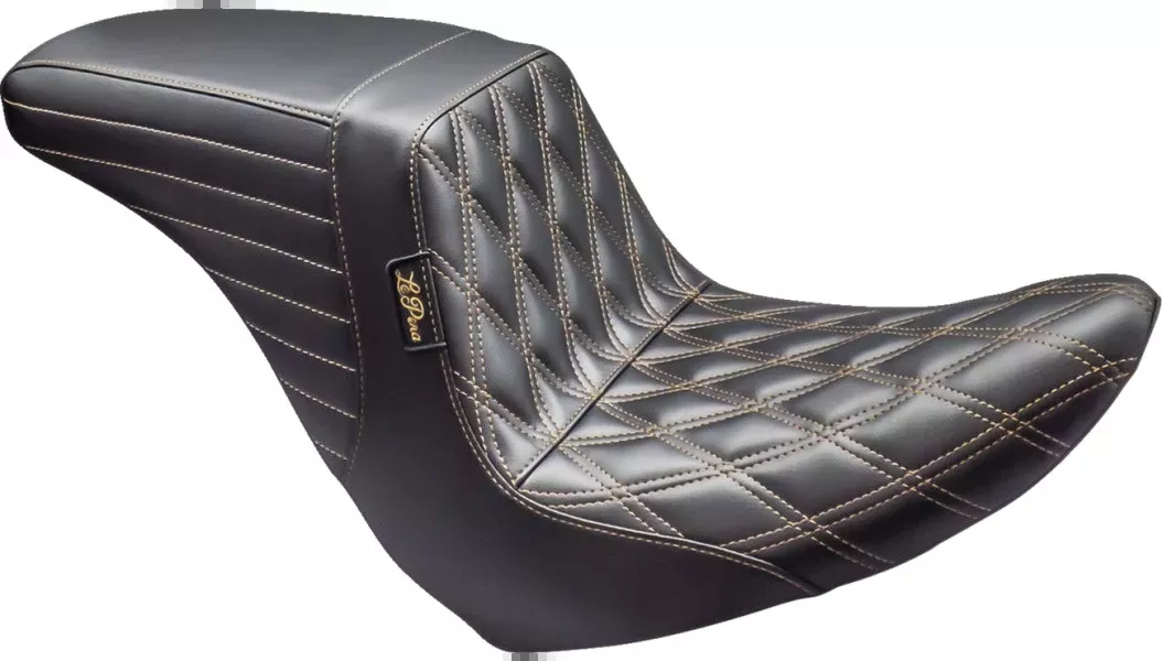 Le Pera Kickflip Up Front Seat – Double Diamond W/Chestnut Thread – Black – 18-24 FL/FX – LYRU-590DD-CHET