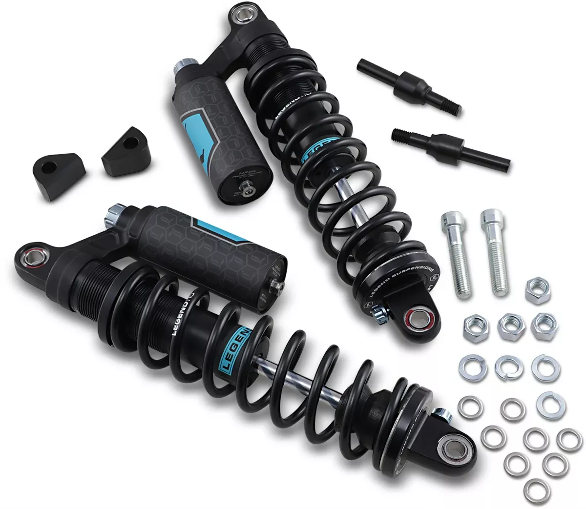 Legend Black Revo ARC 13" Heavy Duty Piggyback Shocks 1984-2000 Harley FXRS FXR