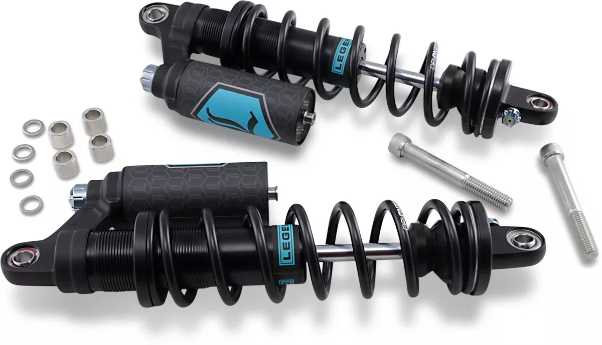 Legend Black Revo ARC Standard 13" Piggyback Rear Shocks 1999-2017 Harley Dyna