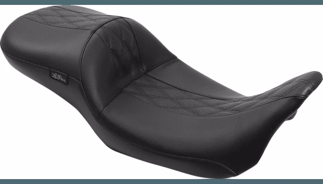 LePera Maverick Daddy Long Legs Seat for '08-Up Harley Davidson Touring - Black w/ Black HR Inlay - Double Diamond (Not for '24-Up FLHX/FLTR Models)