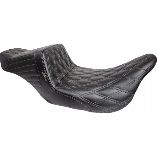 LePera Tailwhip Double Diamond Seat for 2008-2023 Harley Touring - Chestnut