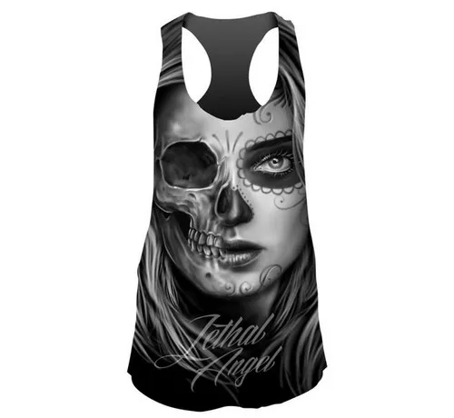 Lethal Threat Half Skull Womens Tank Top