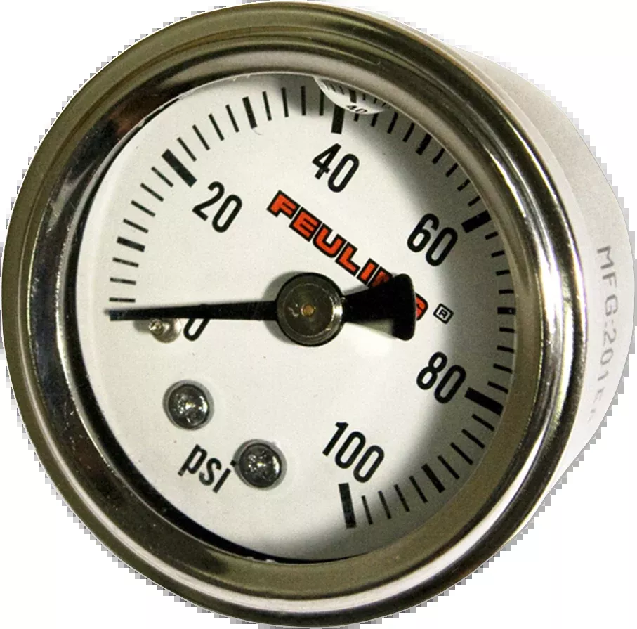 Liquid Filled Oil Pressure Gauge - 1.5" Dial - 1/8" Back Port - White Face