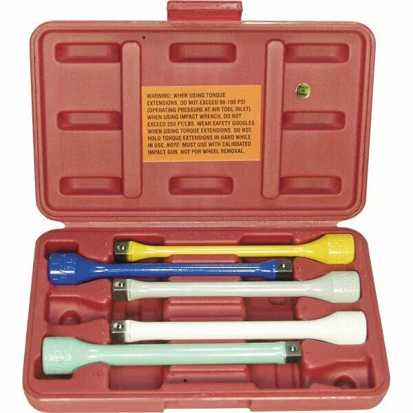 Lock Technology 1460 1/2″ Dr. 5 Pc C,E,F,I,Q Torque Stick Extension Set w/ Case