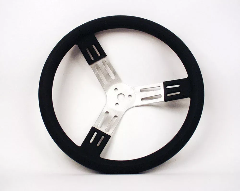 Longacre 15in Steering Wheel Blk Alum Smooth Grip 52-56801