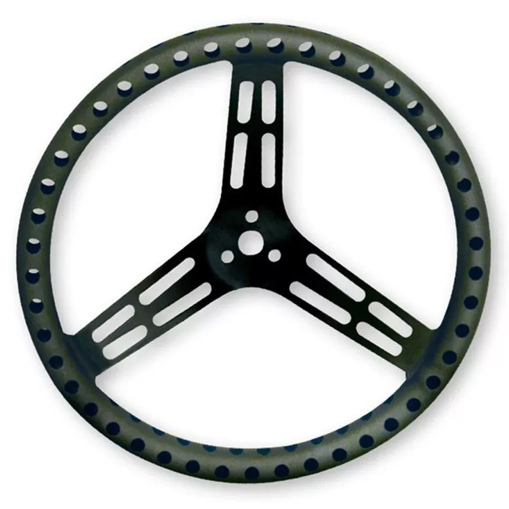 Longacre Steering Wheel 15in Flat Drilled Black 52-56867