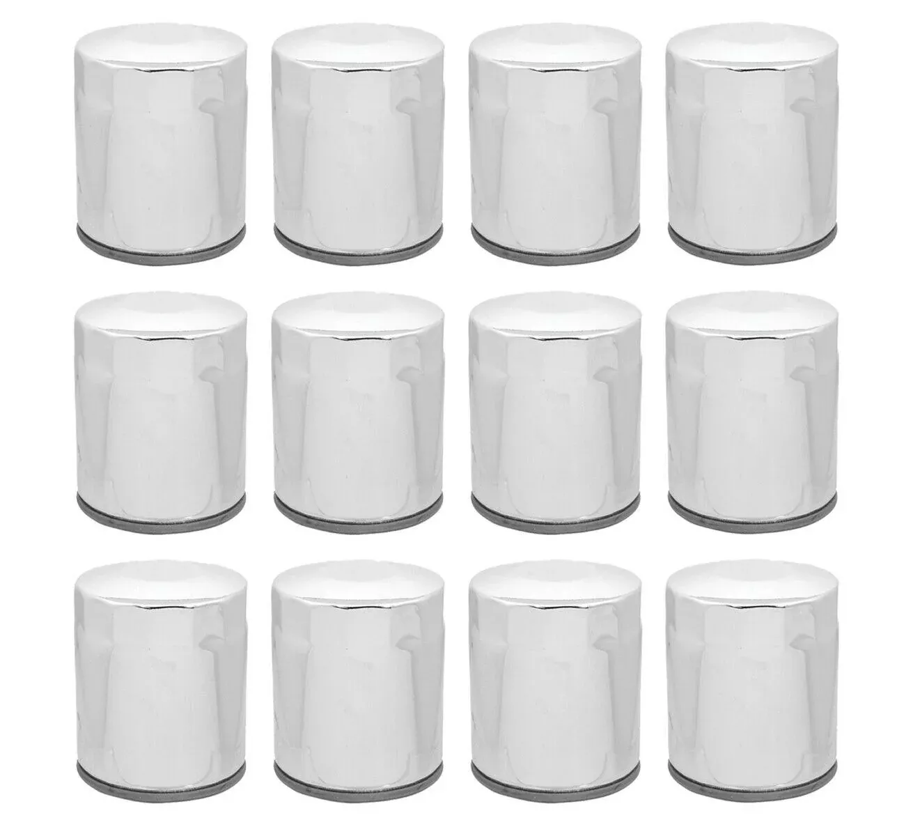 Lot of 12 Chrome 10 Micron Oil Filter Harley Big Twin Cam M8 Repl 63798-99