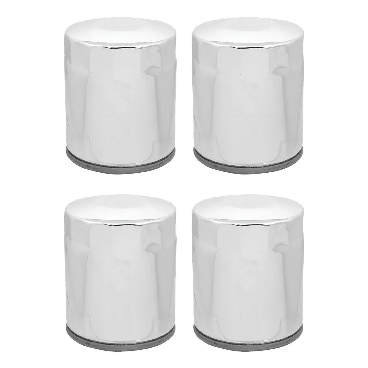 Lot of 4 Chrome 10 Micron Oil Filter Harley Big Twin Cam M8 Repl 63798-99