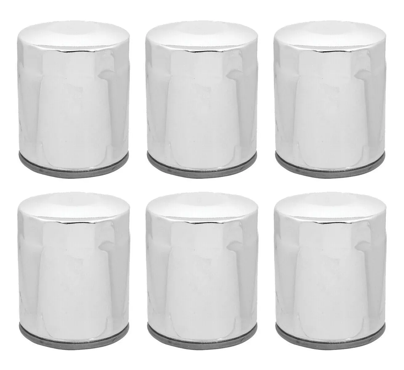 Lot of 6 Chrome 10 Micron Oil Filter Harley Big Twin Cam M8 Repl 63798-99