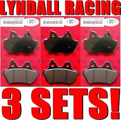 Lyndall Racing 3 Sets 7195-Z+ Front & Rear Dual Brake Pads Z-Plus Harley 00-07