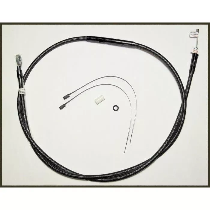 Magnum Black Pearl Braided 66" Plus + 4 Clutch Cable for Harley FLH/T 08-13