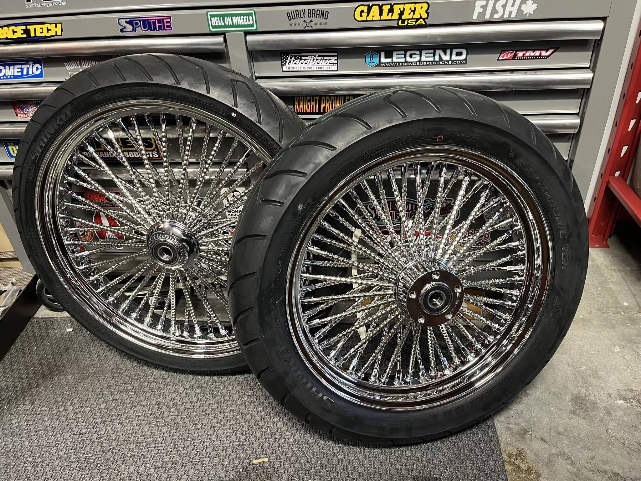MAMMOTH TWISTED BIG SPOKE WHEEL PACKAGE CHROME HARLEY MODELS