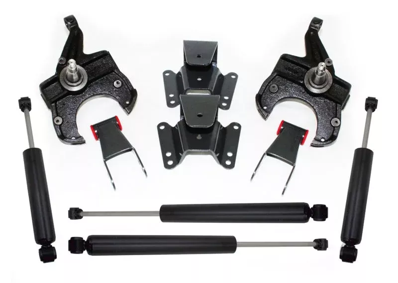 Maxtrac KS331134L 2.5in/4in Lowering Spindle Kit (1in Rotor) fits 1975-1986 Chevrolet C10 / GMC C15, C1500