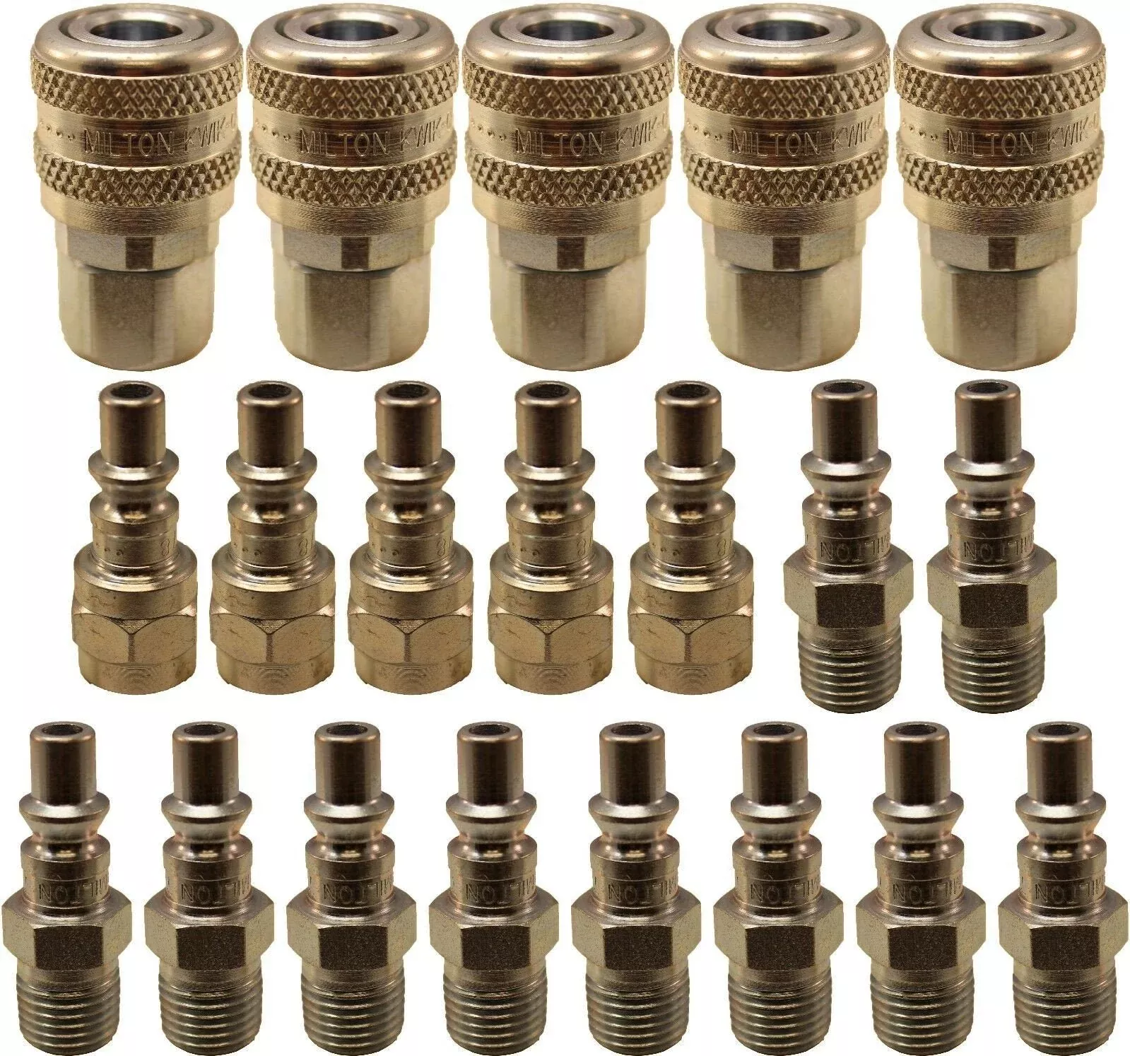 Milton 775 777 778 1/4" A-Style Coupler and Plug Set 20 Pieces, 34 SCFM 300 PSI, Pack of 20