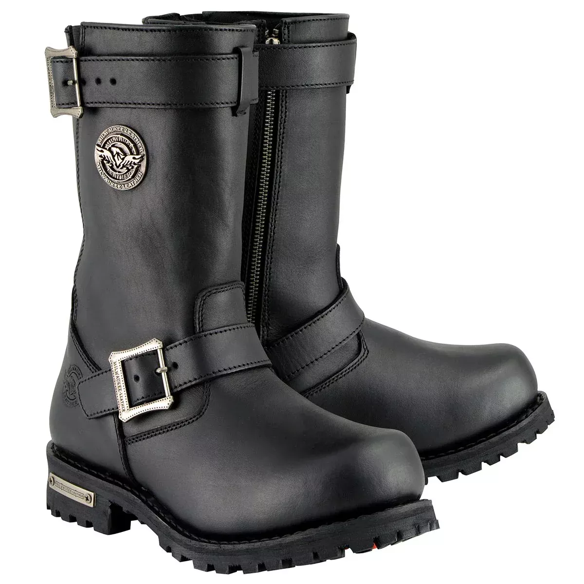 Milwaukee Leather Men's Classic Distressed Black Leather Motorcycle Engineer Boots MBM9020
