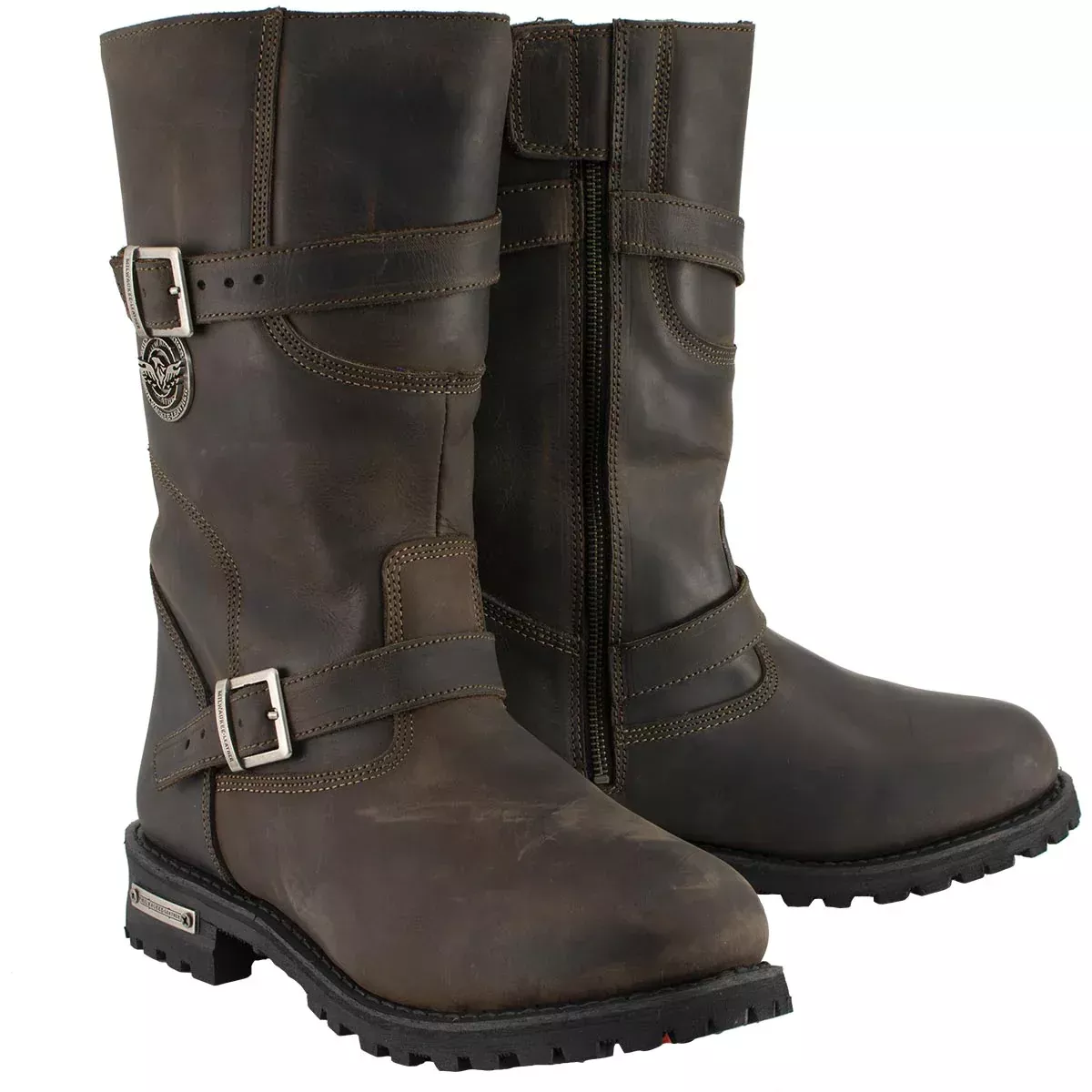 Milwaukee Leather Men’s Classic Distressed Brown Leather Motorcycle Engineer Boots MBM9063