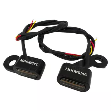 MOONSMC Black LED Handlebar Turn Signal Lights with Smoked Lens