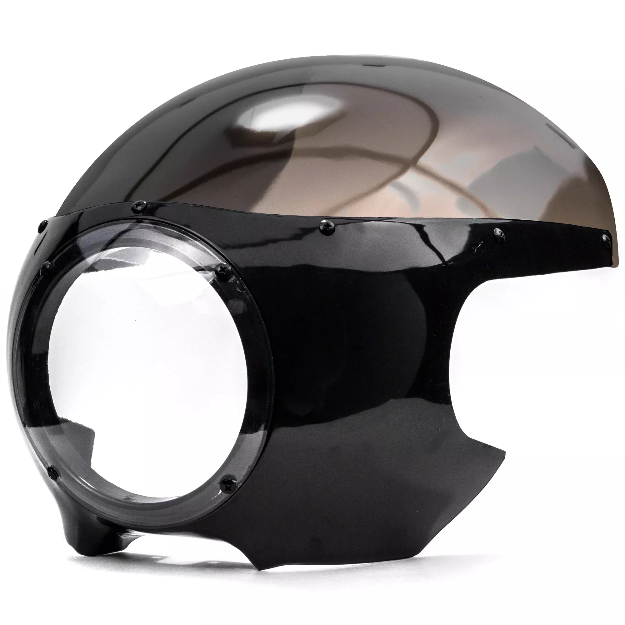 Motorcycle 5-3/4" Headlight Fairing Screen Black & Smoke Retro Cafe Racer Drag