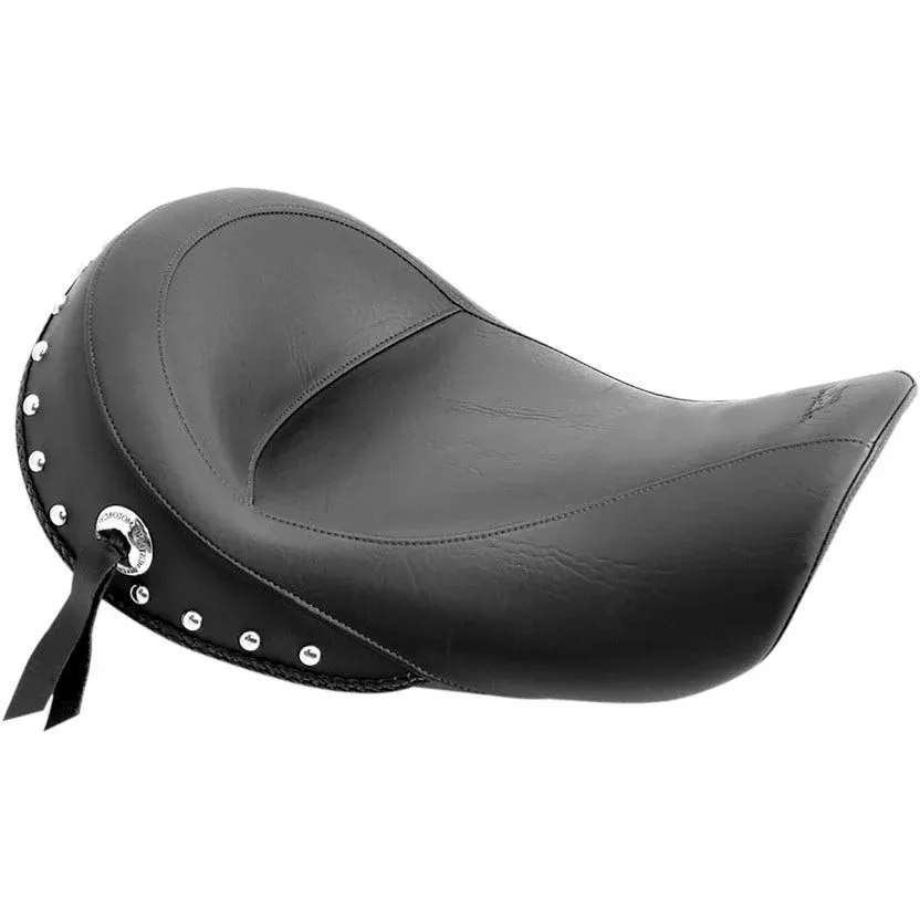Mustang 75271 Chrome Studded Driver Solo Seat for Harley Dyna Models 04-05