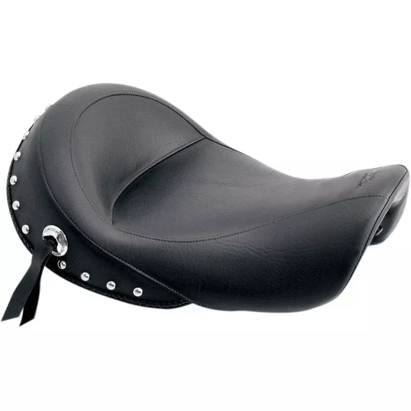 Mustang 76106 Chrome Studded Driver Solo Seat for Harley Dyna Models 06-17