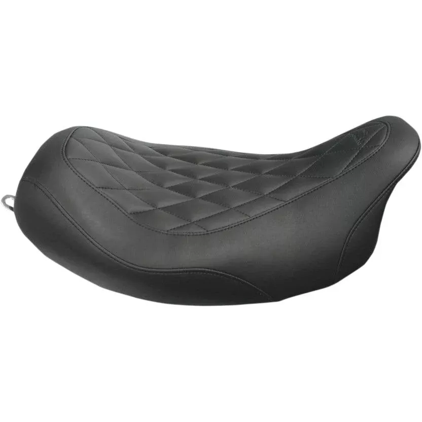 Mustang 76694 Black Diamond Stitch Wide Low Tripper Solo Seat Harley FL 08-23