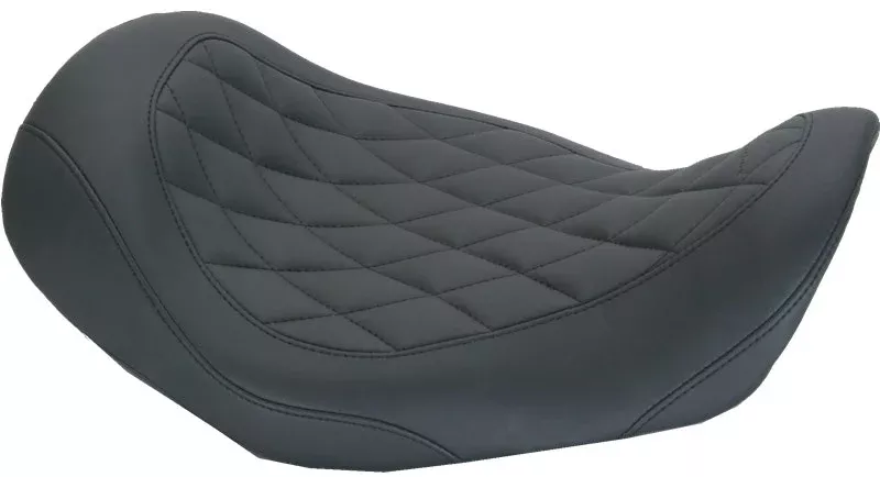 Mustang 76704 Black Smooth Wide Tripper Driver Solo Seat 06-17 Harley Dyna