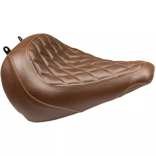 Mustang Brown Wide Tripper Solo Seat for 2018-2024 Harley Fat Boy - Diamond