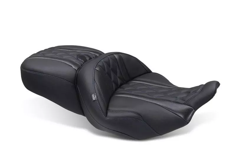 Mustang Deluxe Diamond Super Touring Standard Reach One Piece Two Up Touring Seat for '24-Up Harley Davidson Street Glide and Road Glide Models and '23-Up CVO FLHXSE, CVO FLTRSE Models (Select Stitching Color)