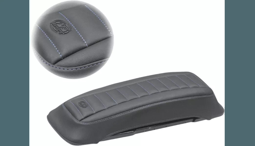Mustang Saddlebag Lid Covers for '93-13 Harley Davidson FL Models - Black/Blue