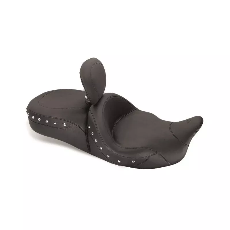 Mustang Super Touring 1-Piece Seat for 2008-25 Harley Touring Models – Heated /Chrome Studs – 79644