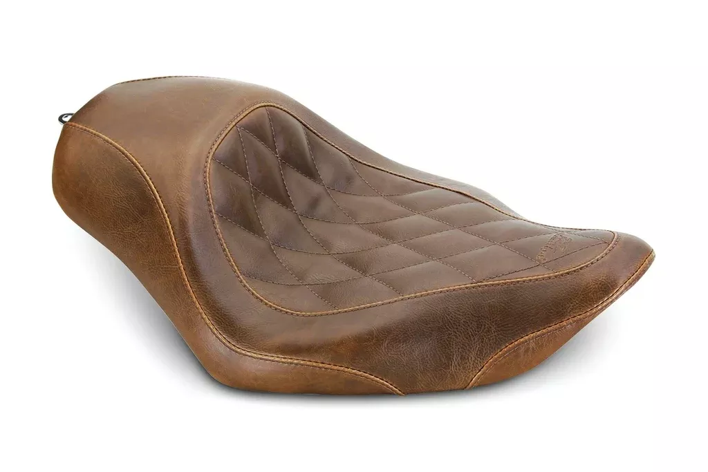 Mustang Tripper Wide Solo Seat for Harley - Brown /Diamond Stitched - 76730