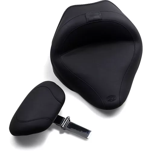 Mustang Wide Solo Seat w/ Backrest for 2011-2017 Harley Softail FXS/FLS - Vintage