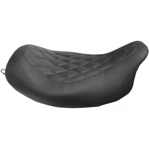 Mustang Wide Tripper Black Solo Seat for 2008-2023 Harley Touring - Diamond