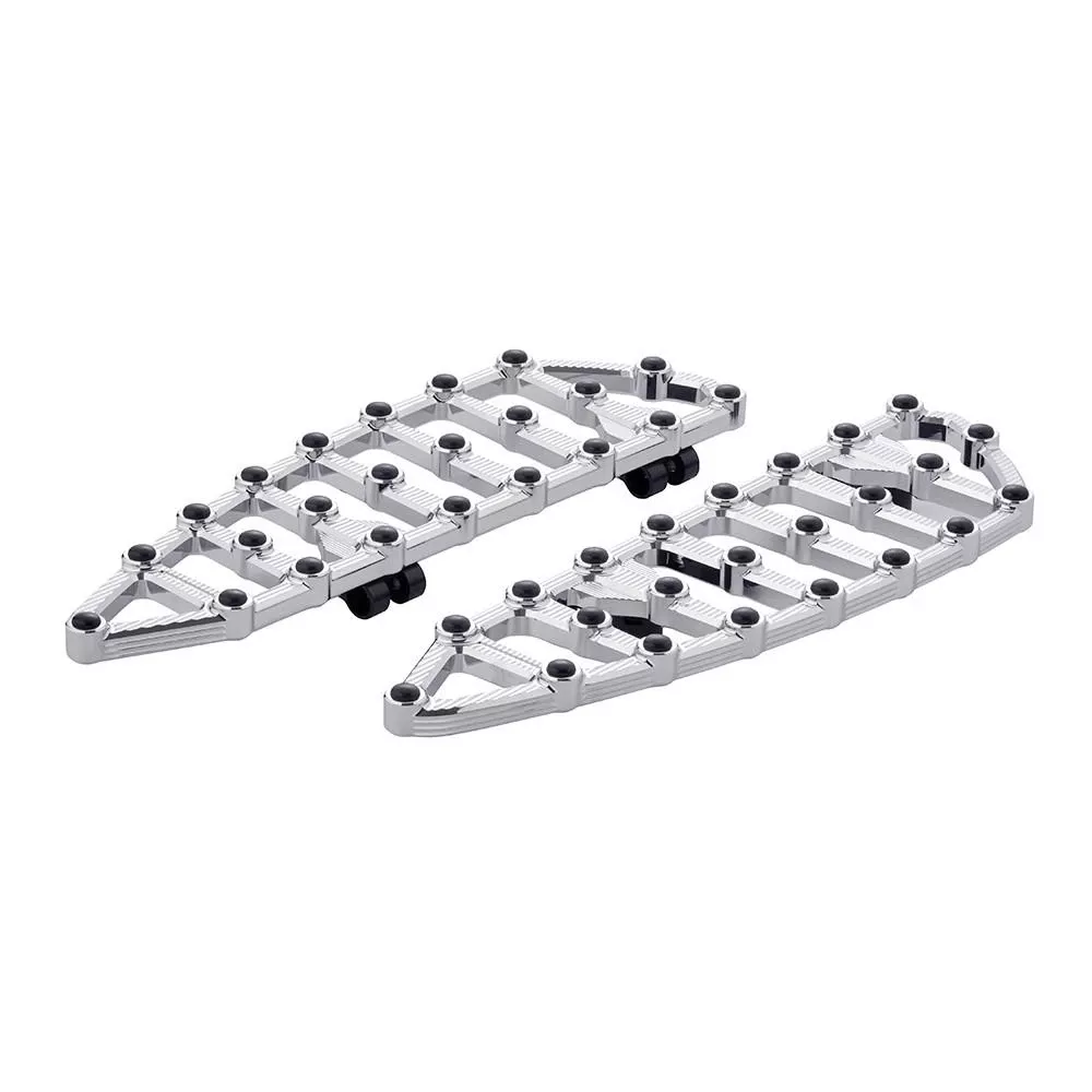 Ness MX Billet Driver Floorboards for '82-Up Harley Davidson Touring, Softail and Dyna (Click for Fitment) Chrome or Black