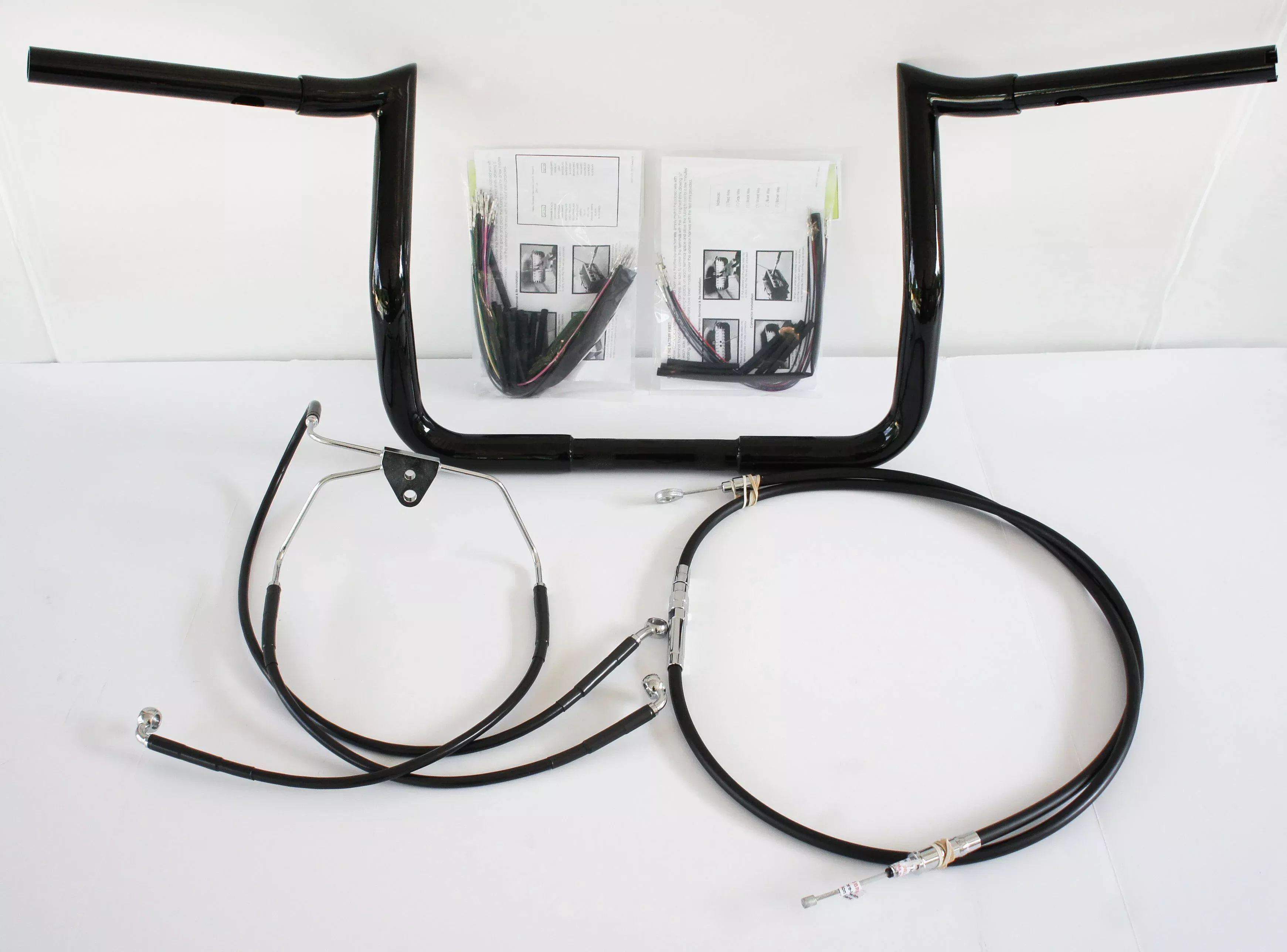 Paul Yaffe Bagger 10" Black Monkey Bar Handlebar Package Kit Harley FLH Non ABS