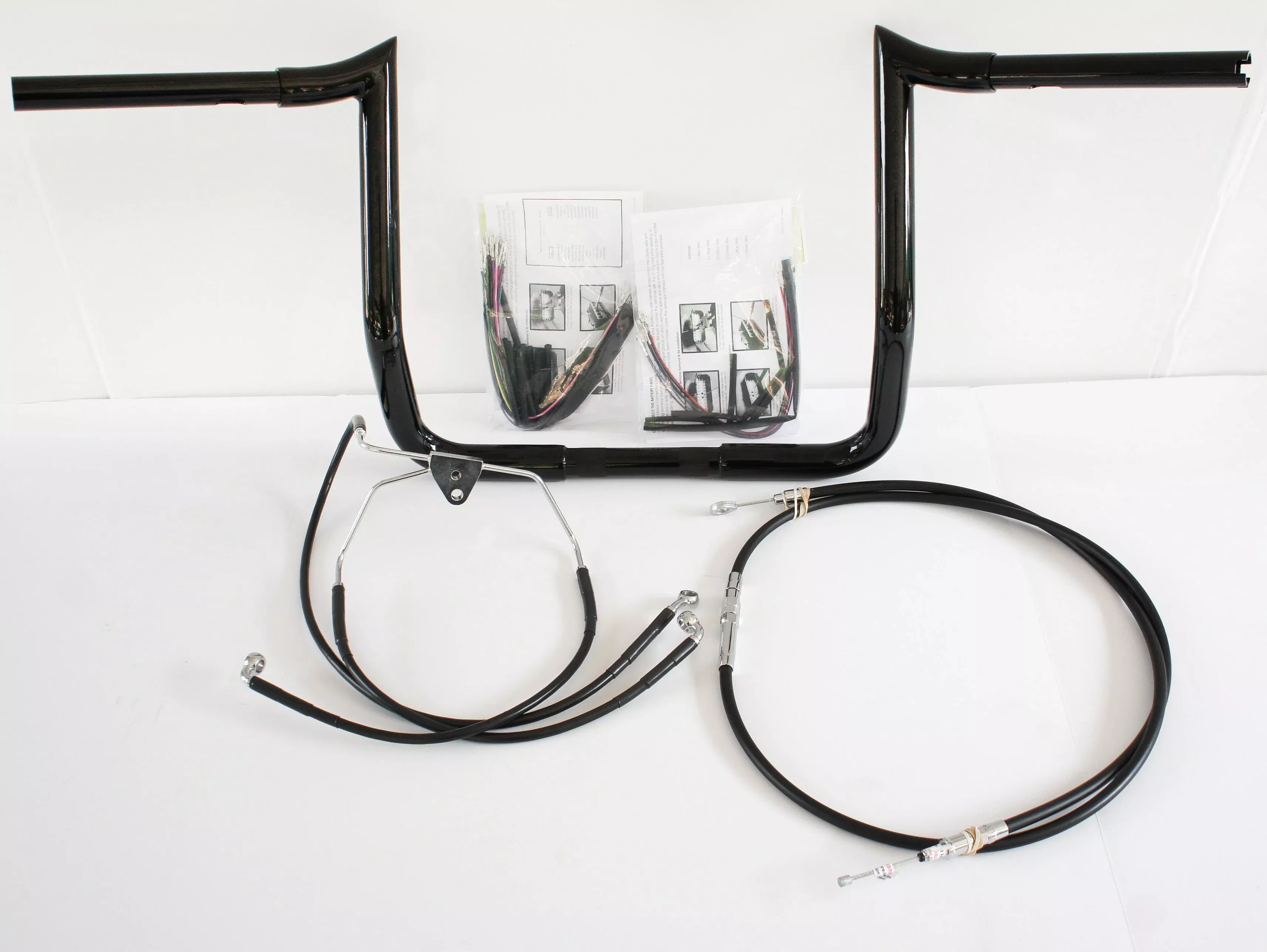 Paul Yaffe Bagger 14" Black Monkey Bar Handlebar Package Kit Harley FLH Non ABS