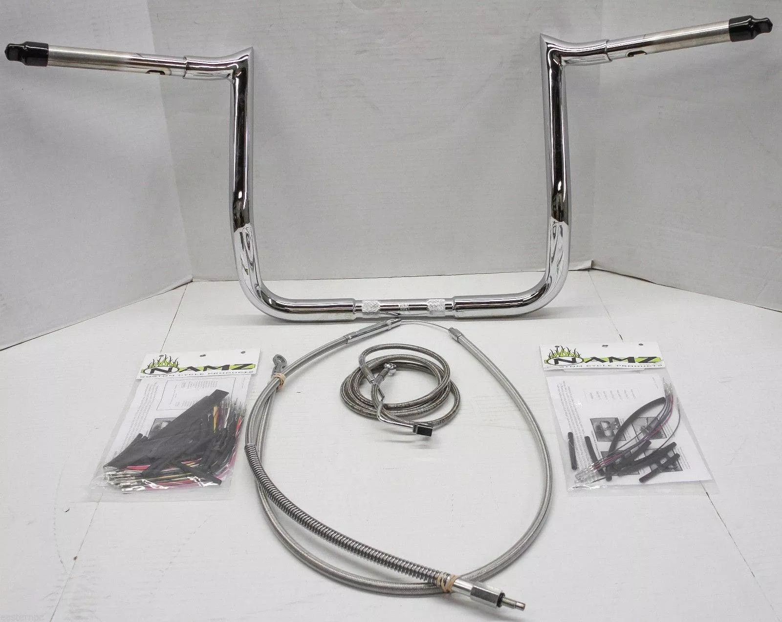 Paul Yaffe Bagger 14" Chrome Monkey Bar Handlebar Package Kit Harley FLH ABS