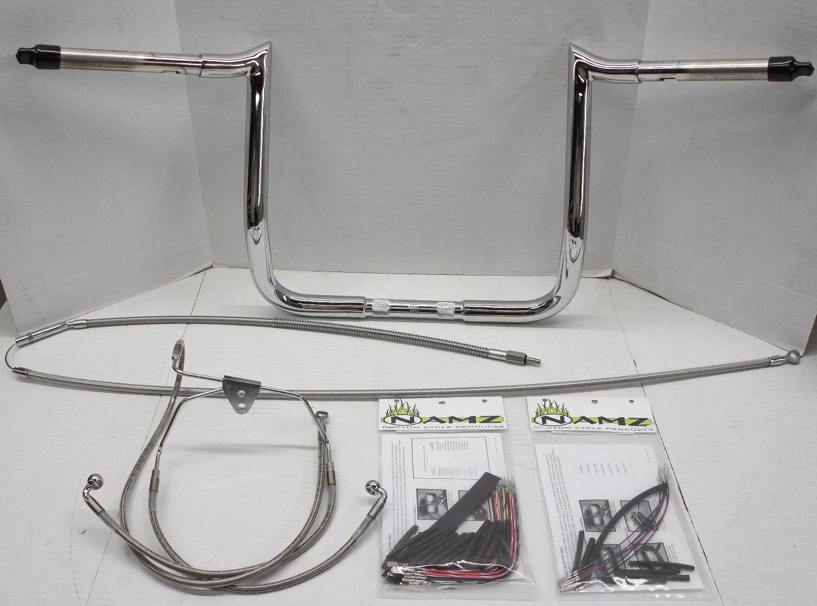 Paul Yaffe Bagger 14" Chrome Monkey Bar Handlebar Package Kit Harley FLH Non ABS