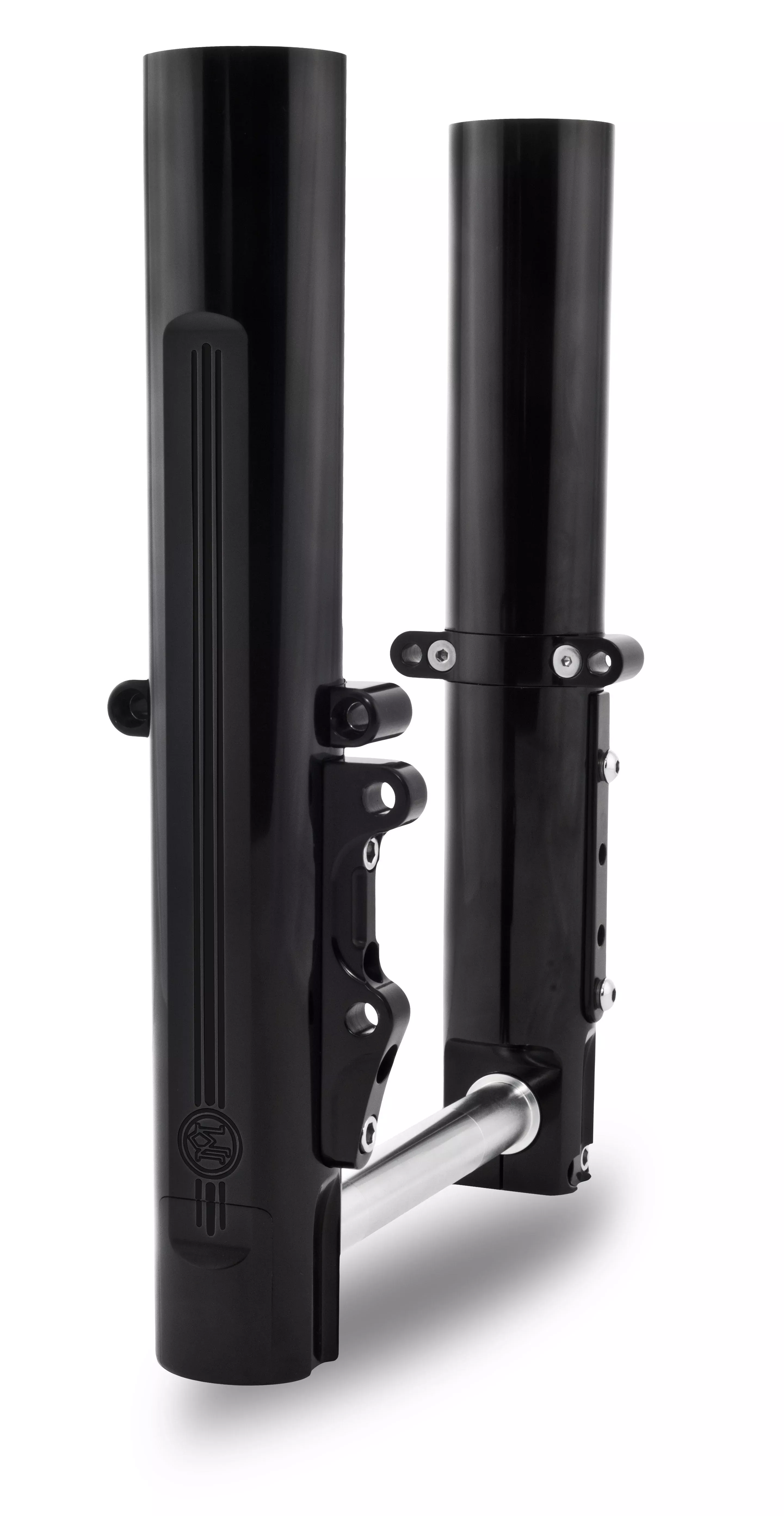 Performance Machine PM Black Lower Leg Sliders Single Caliper Harley FLH 14-18
