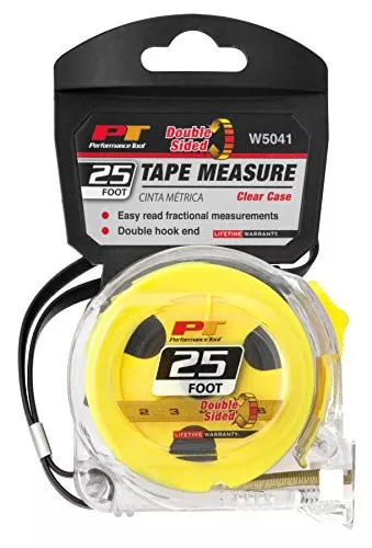 Performance Tool W5041 25 ft Clear Polycarbonate Tape Measure with Hook