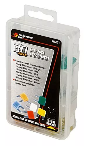 Performance Tool W5371 30-Piece Mini Fuse Assortment 5A-30A Amp Ratings