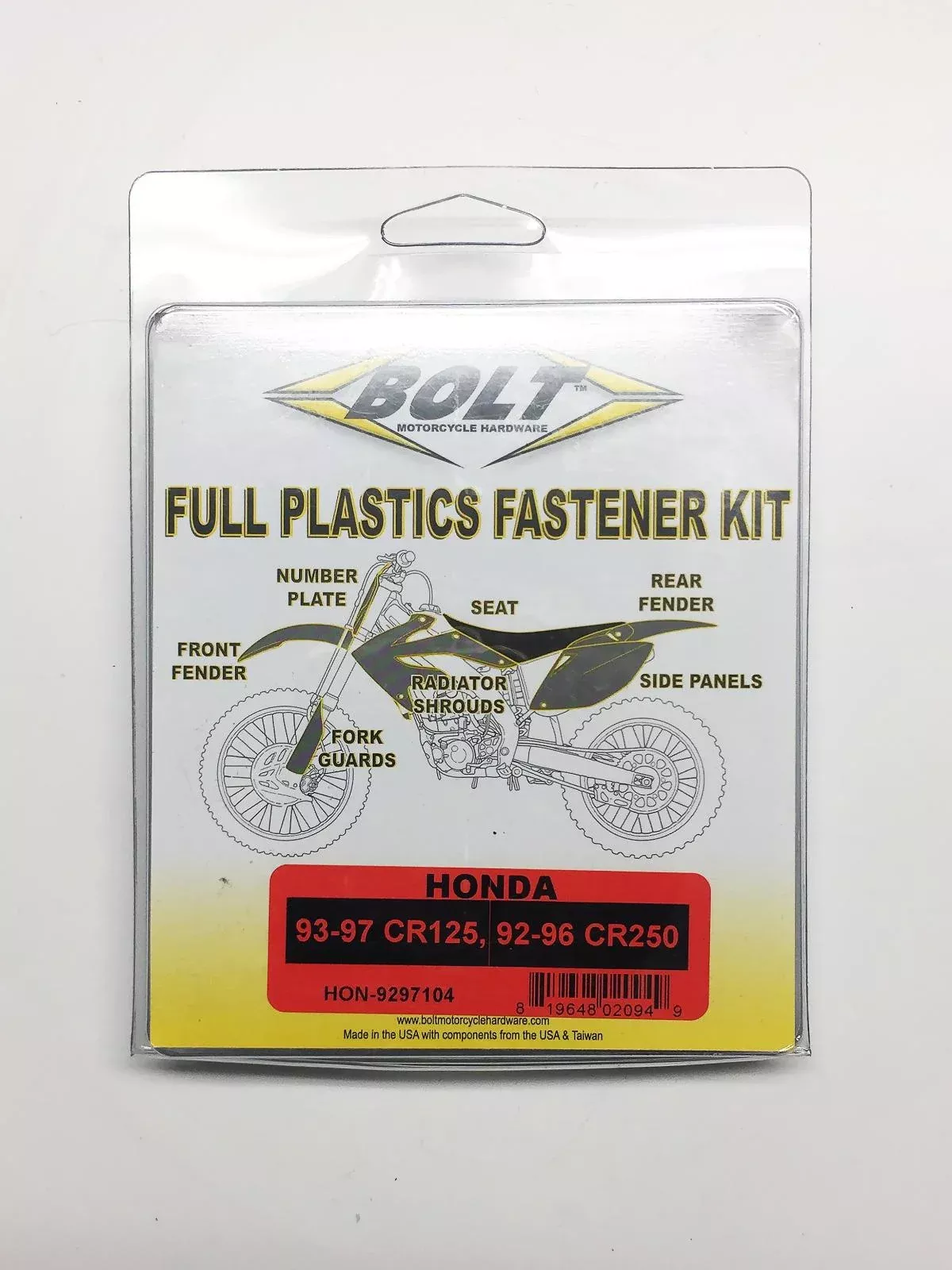 PLASTIC BOLT KIT CR 125/250, BOLT HARDWARE HON-9297104