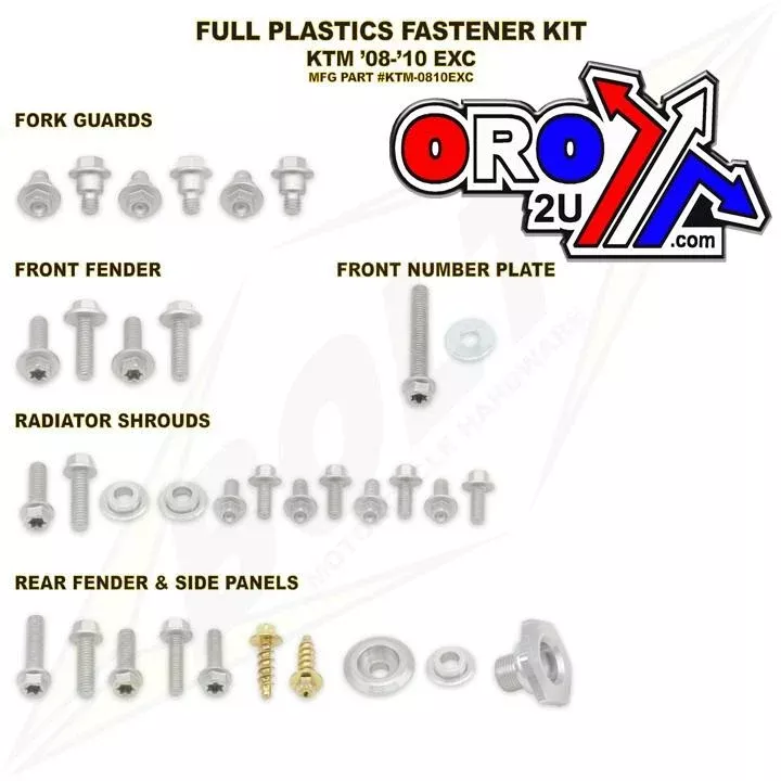 PLASTIC BOLT KIT KTM EXC 04-07, BOLT HARDWARE KTM-0810EXC