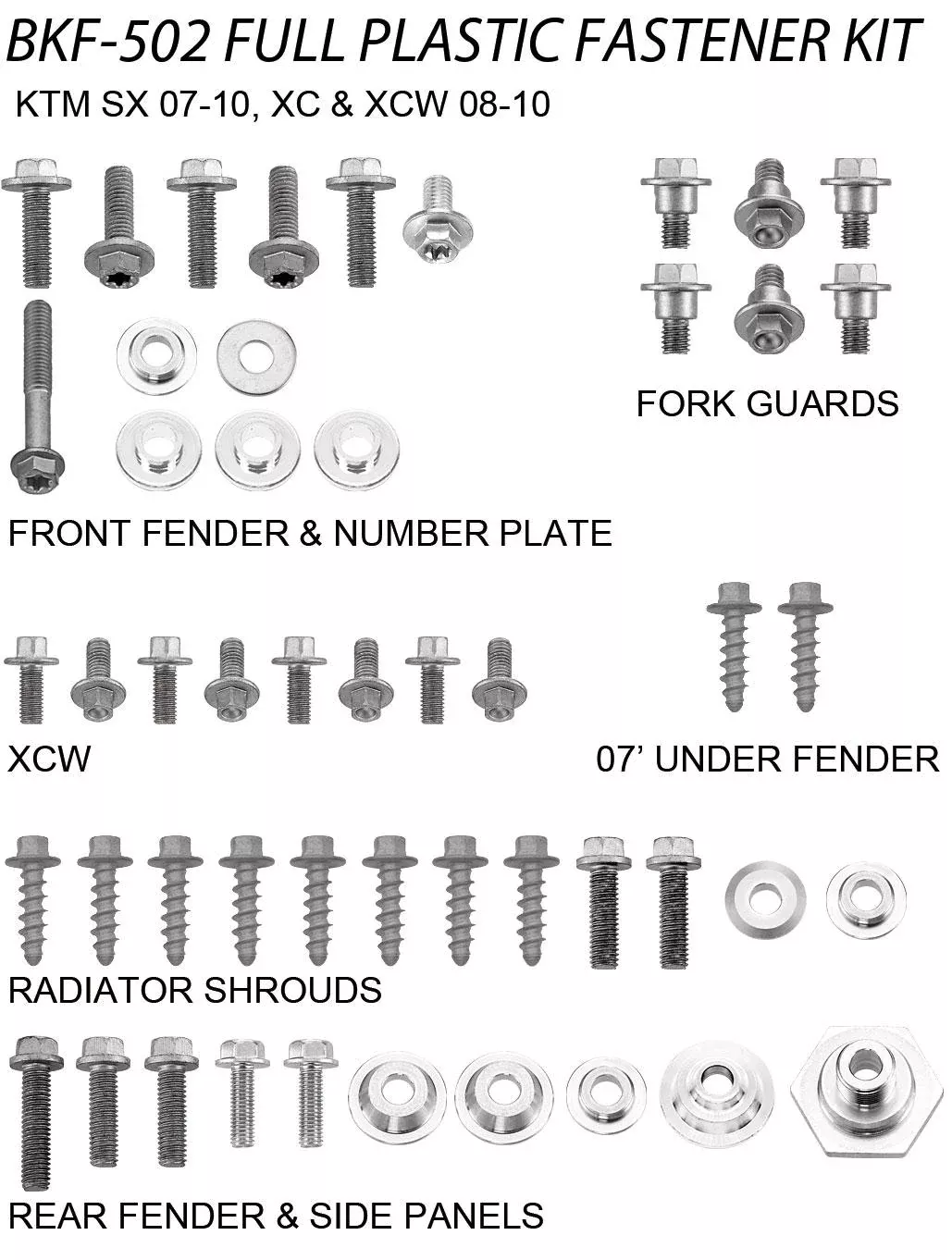 PLASTIC BOLT KIT KTM STYLE, FULL PLASTIC FASTENER KIT